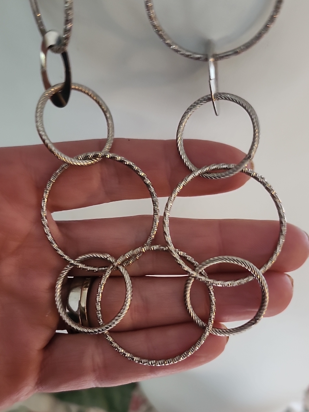 Layered Open Circle Link Necklace - Silver Tone - Picture 3 of 16